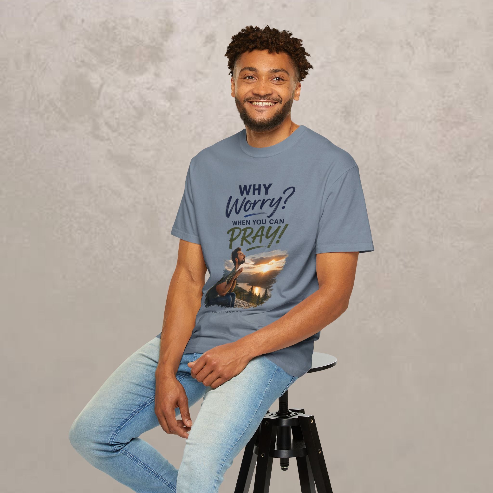 Why Worry - Pray - Men's Tee — Hispanic Man