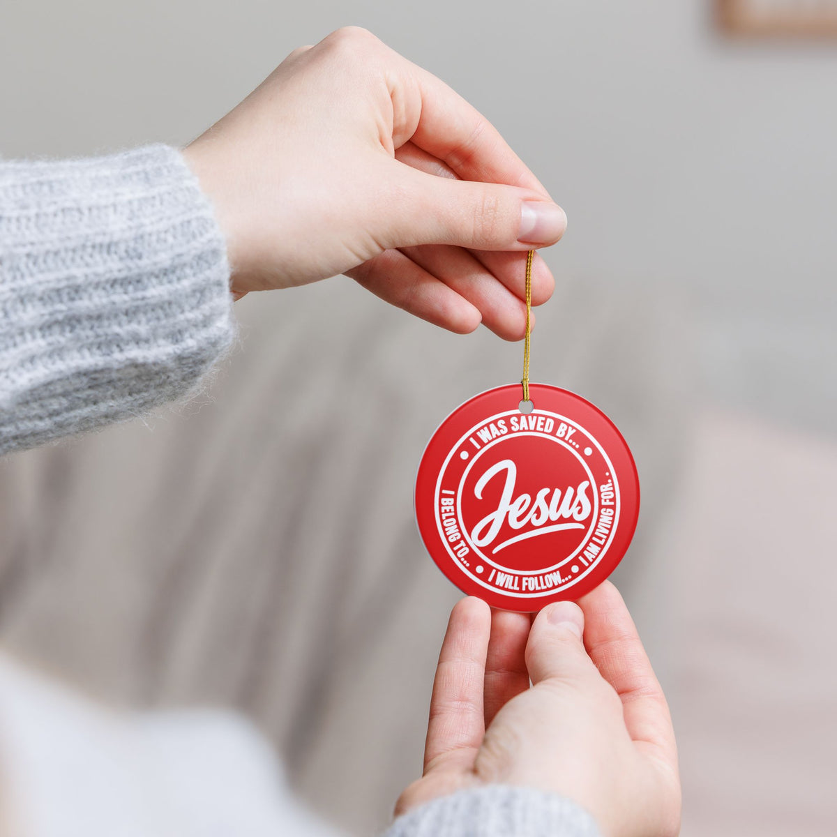 Jesus Christian Faith Ceramic Christmas Ornament - with Gift Packaging