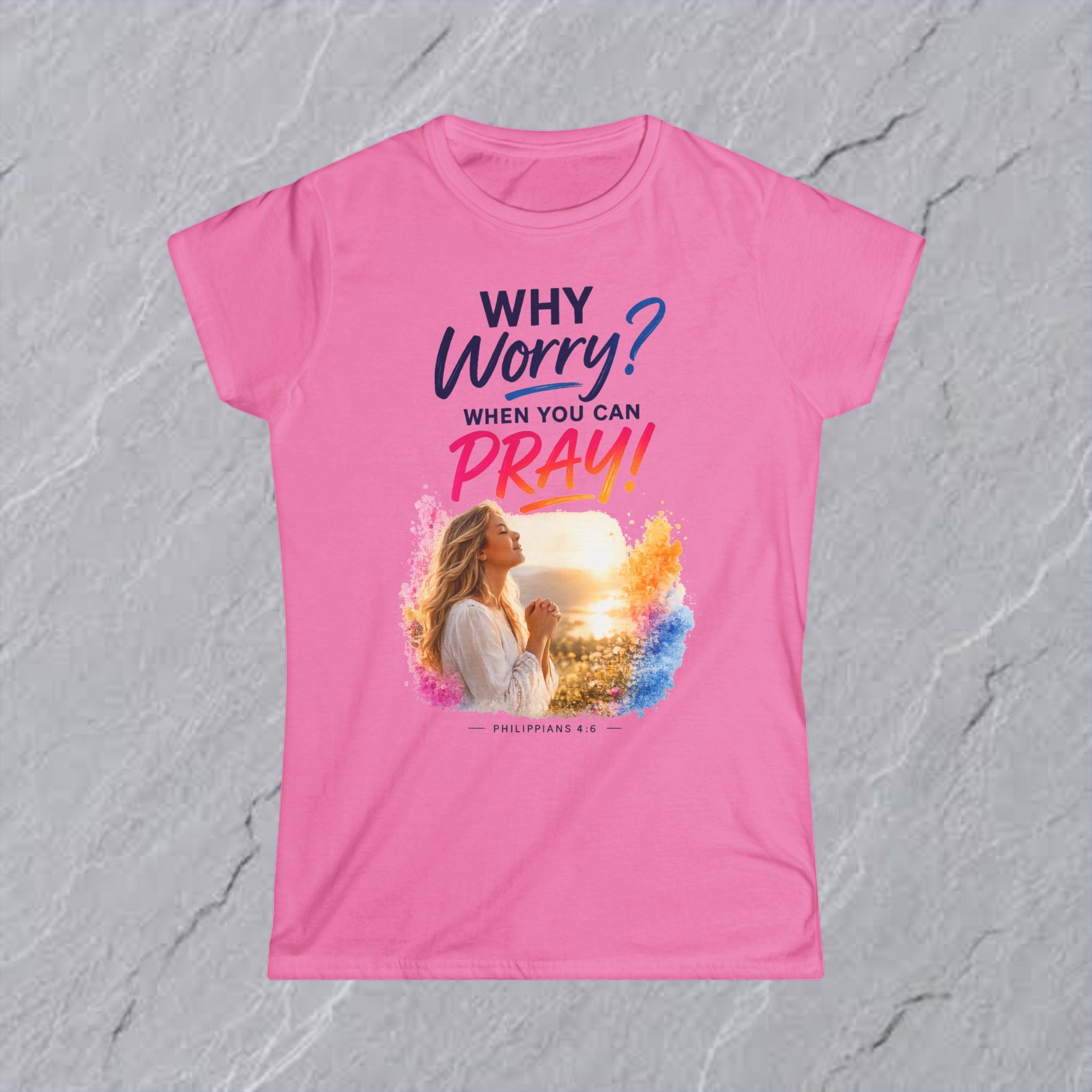 Why Worry - Pray - Women's Tee — Blonde Woman