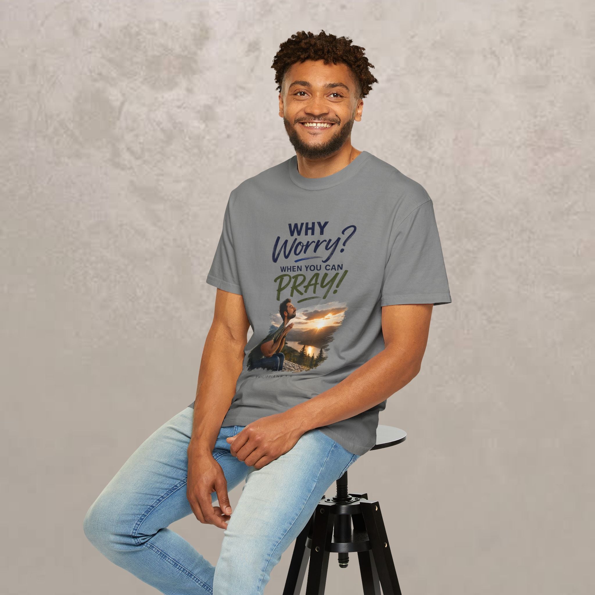 Why Worry - Pray - Men's Tee — Hispanic Man