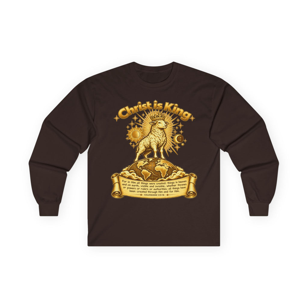 Christ Is King - Lamb Graphic Long Sleeve Tee - Christian Worship Shirt