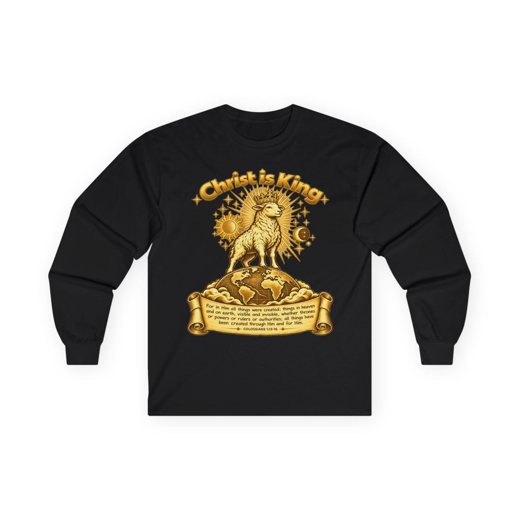 Christ Is King - Lamb Graphic Long Sleeve Tee - Christian Worship Shirt