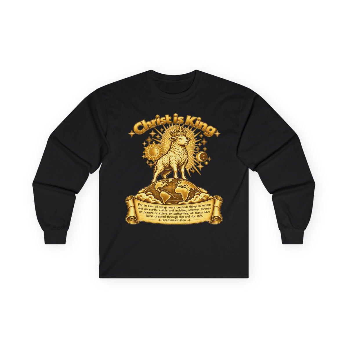 Christ Is King - Lamb Graphic Long Sleeve Tee - Christian Worship Shirt
