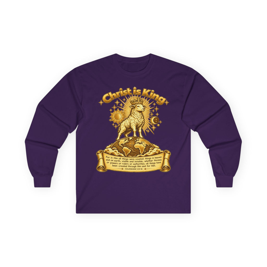 Christ Is King - Lamb Graphic Long Sleeve Tee - Christian Worship Shirt