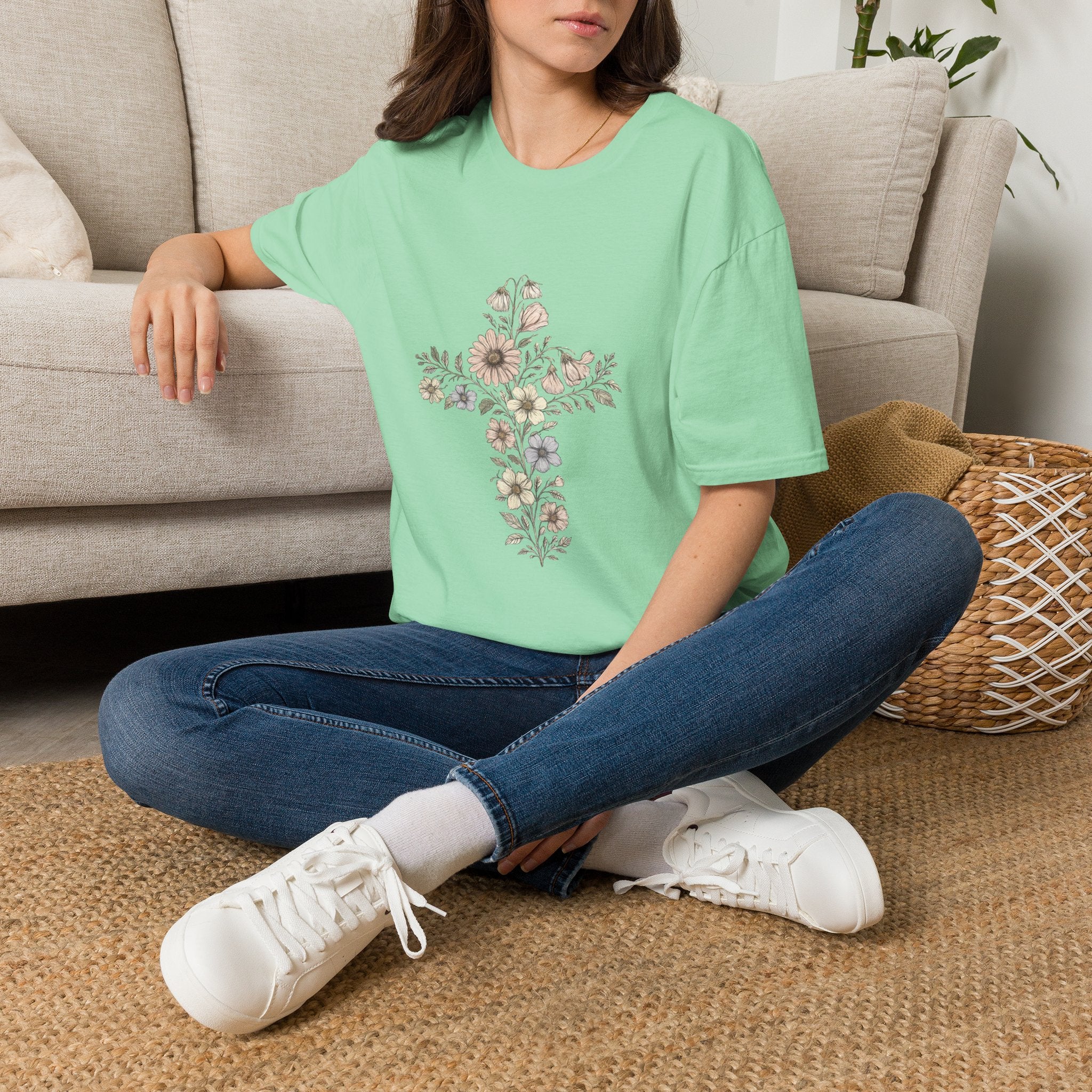 Floral Cross Bouquet Women's Tee