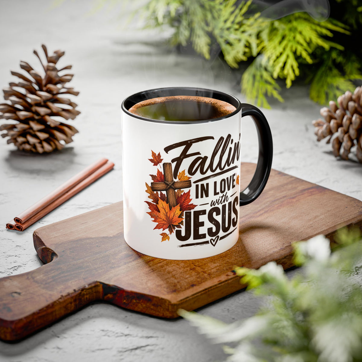 Fallin' in Love with Jesus - Autumn Faith Coffee Mug (11oz/15oz)