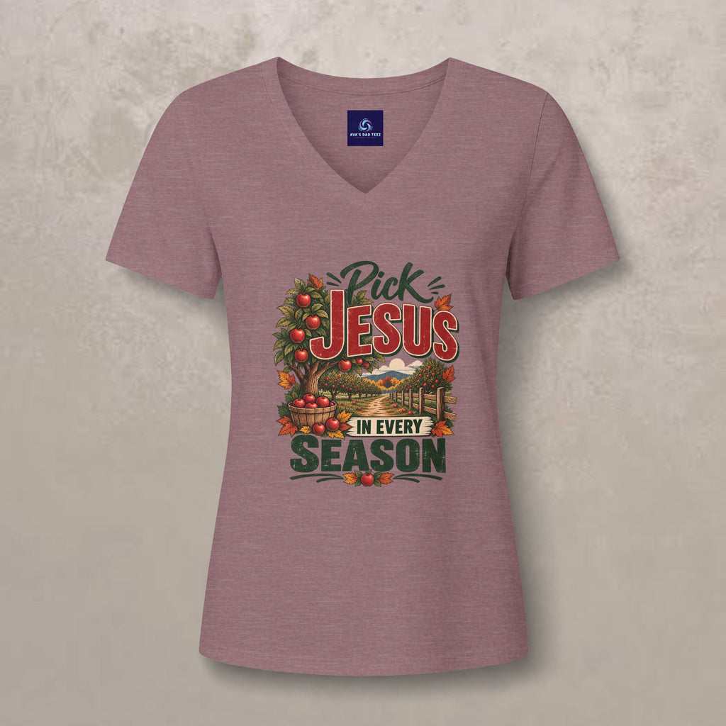 Pick Jesus in Every Season  - Women's V-Neck Tee