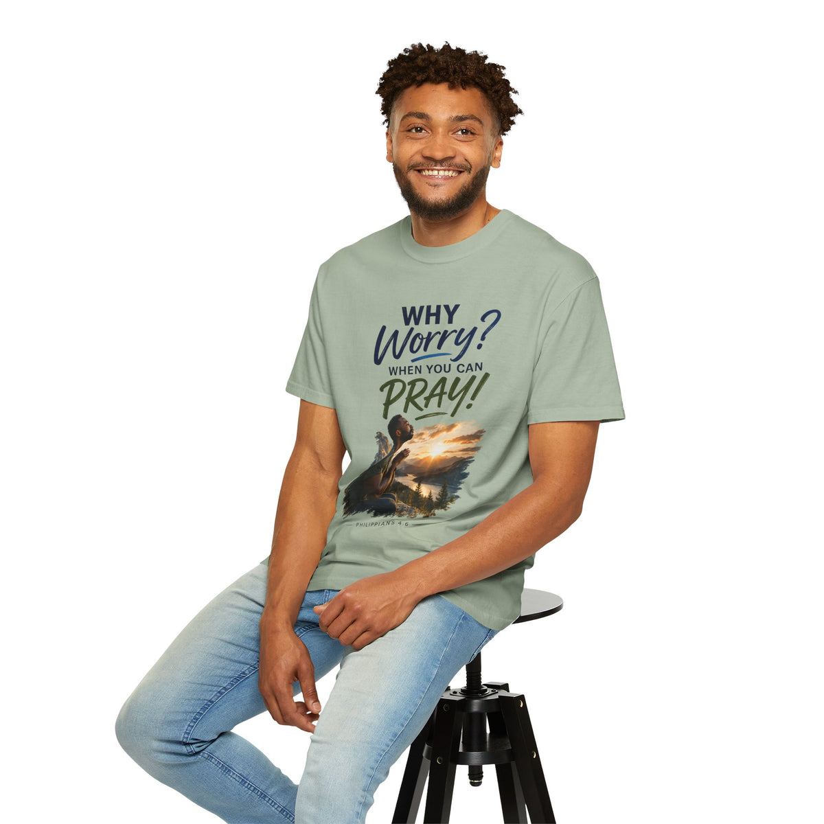 Why Worry - Pray - Men's Tee — Black Man