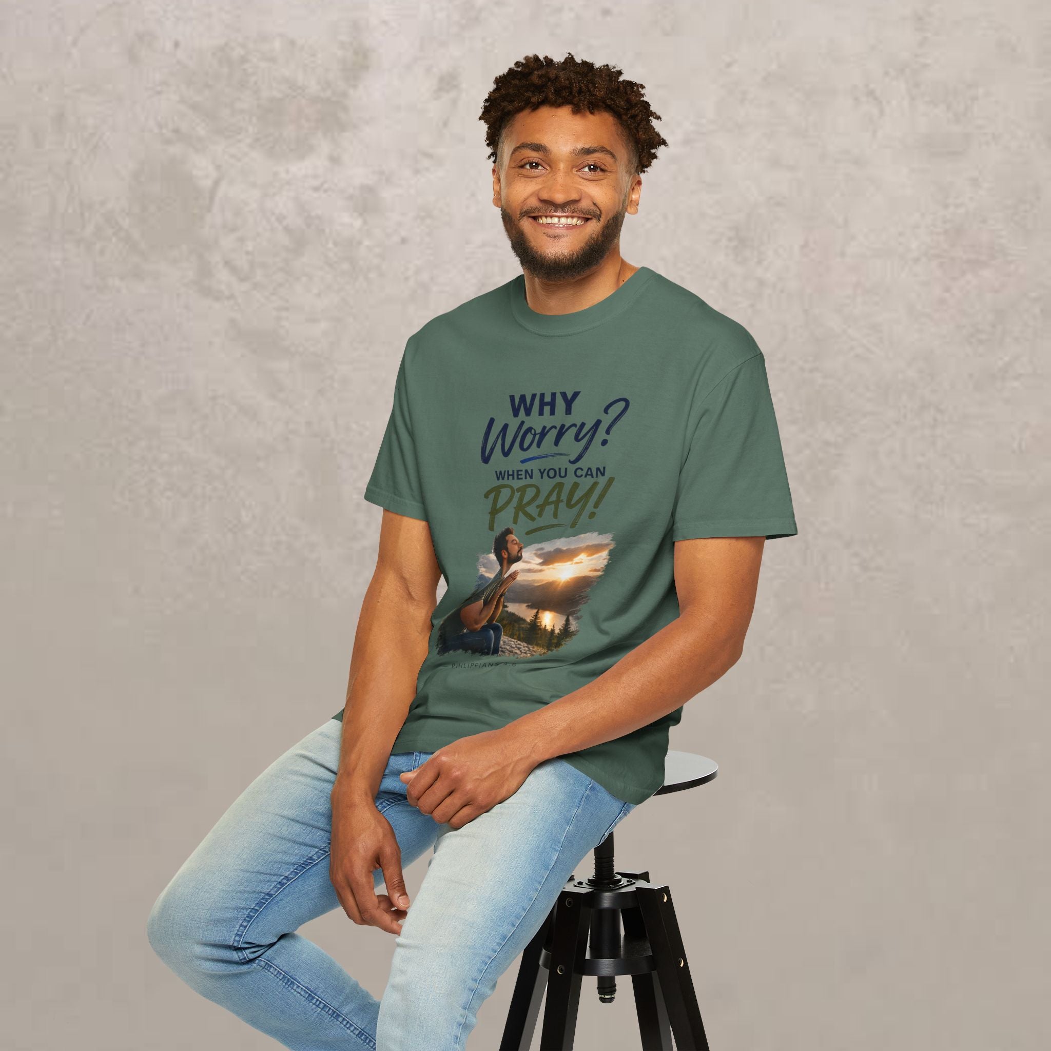 Why Worry - Pray - Men's Tee — Hispanic Man