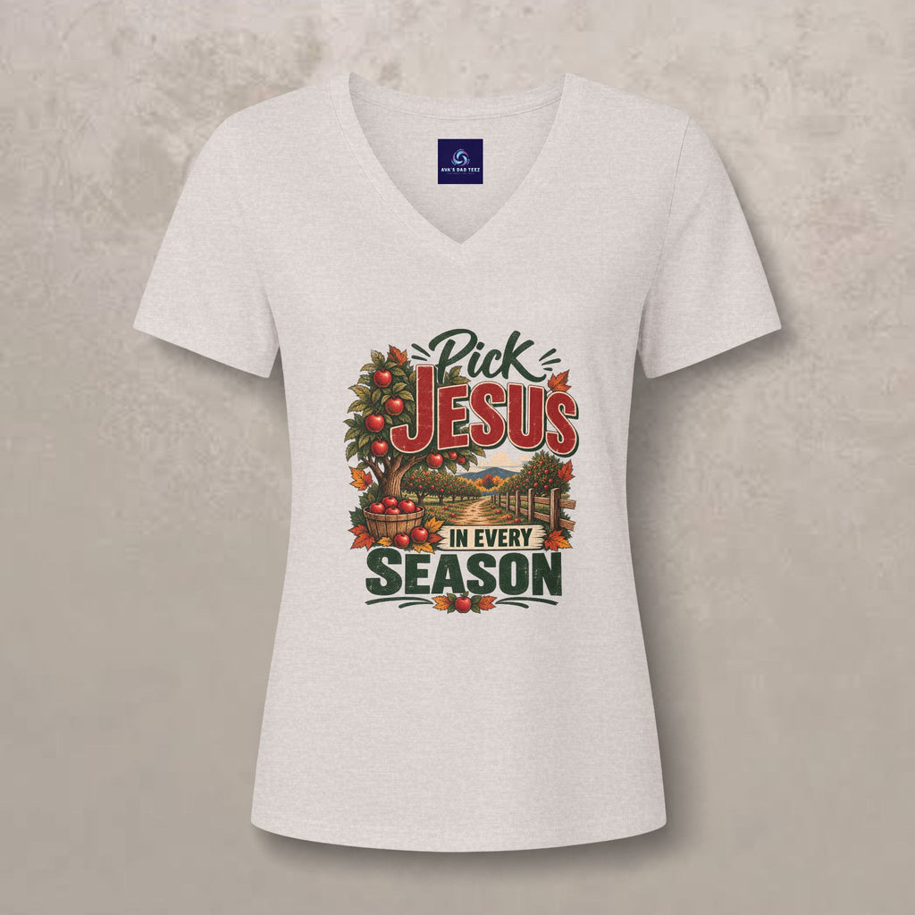 Pick Jesus in Every Season  - Women's V-Neck Tee