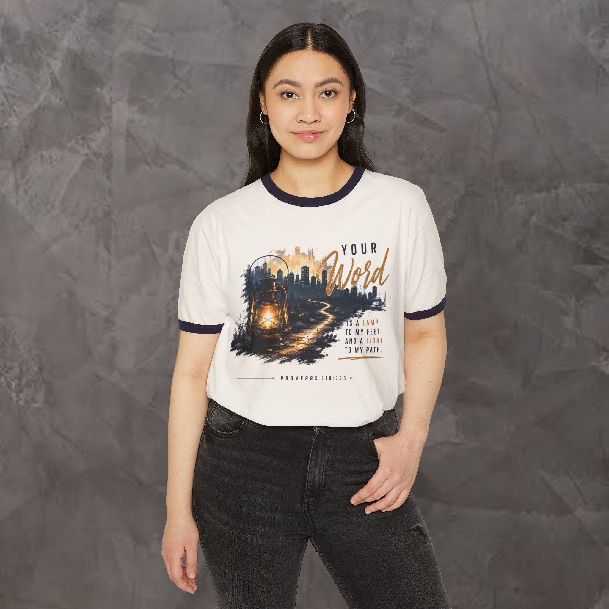 Your Word is a Lamp Skyline - Christian Ringer T-Shirt
