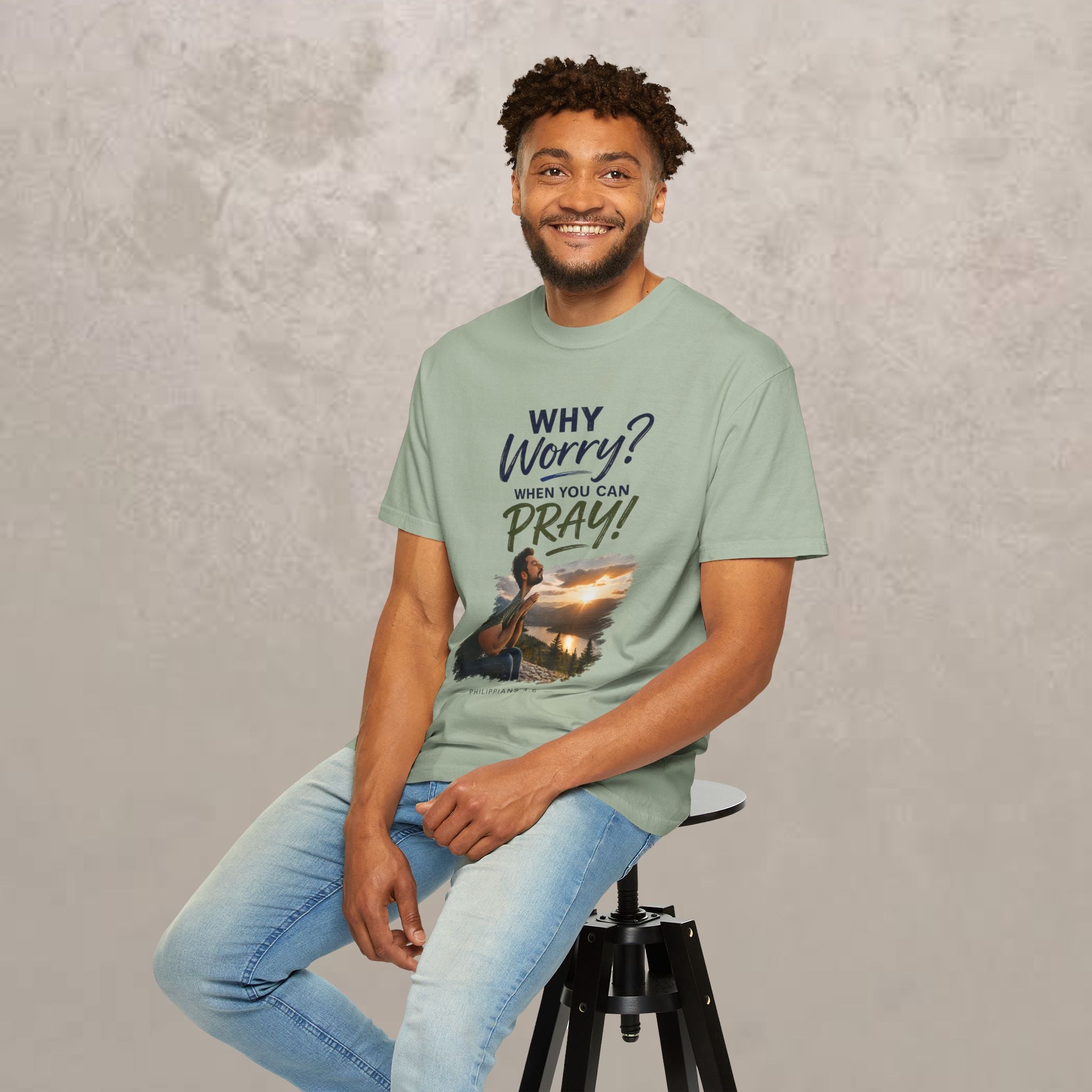 Why Worry - Pray - Men's Tee — Hispanic Man