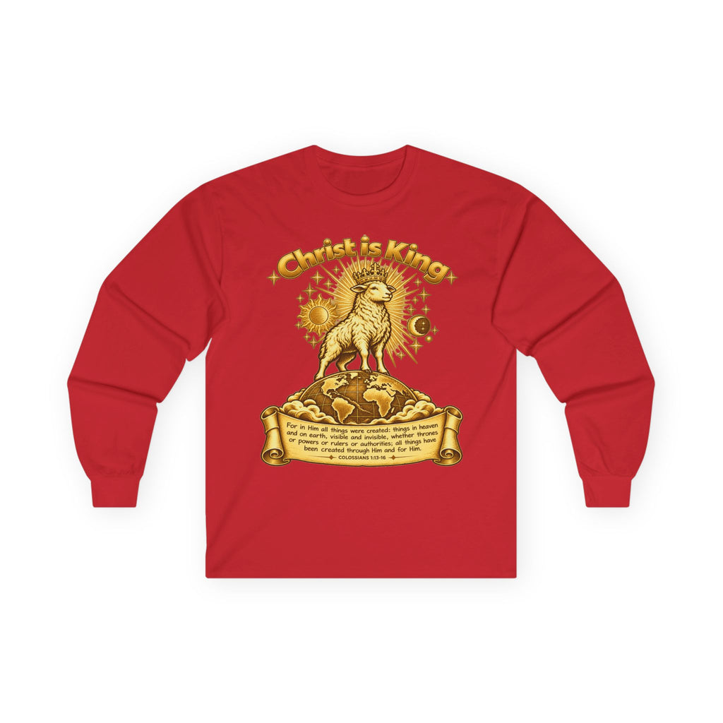 Christ Is King - Lamb Graphic Long Sleeve Tee - Christian Worship Shirt