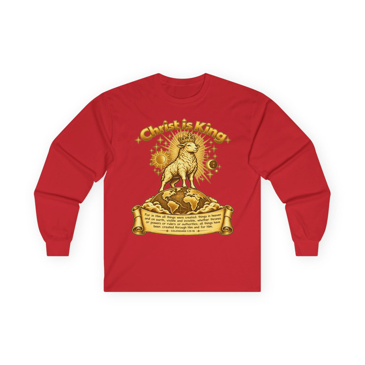 Christ Is King - Lamb Graphic Long Sleeve Tee - Christian Worship Shirt