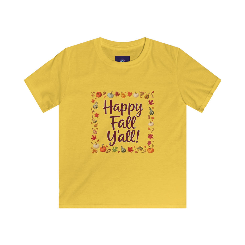 Kids - Happy Fall Y’all! - Autumn Leaves Pumpkin Tee