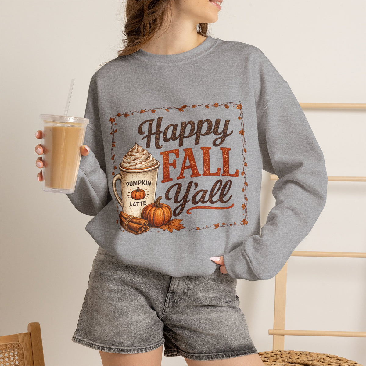 Happy Fall Y’all Crewneck Sweatshirt — Autumn Pullover