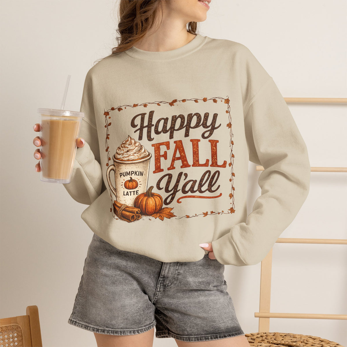 Happy Fall Y’all Crewneck Sweatshirt — Autumn Pullover