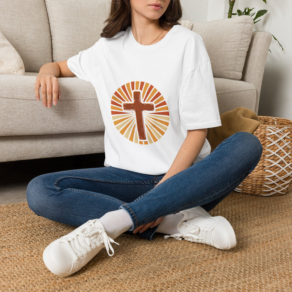 Christian Cross Sunburst T-Shirt — Vintage Faith Graphic Tee