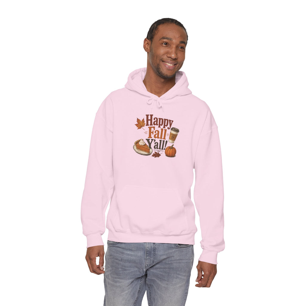 Adult Hoodie - Happy Fall Y'all" Pumpkin, Pie & Coffee - Autumn Sweatshirt