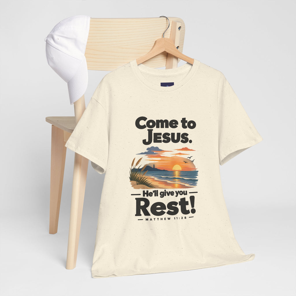 Come to Jesus, He'll Give You Rest — Christian Faith Graphic Unisex Tee
