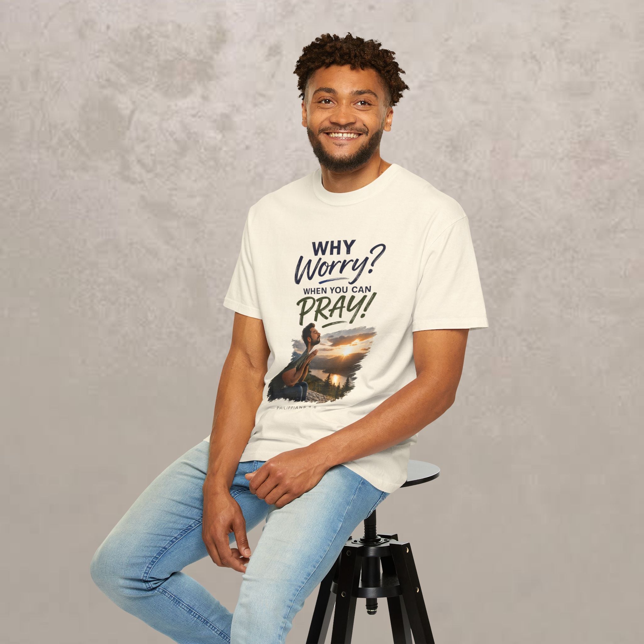 Why Worry - Pray - Men's Tee — Hispanic Man