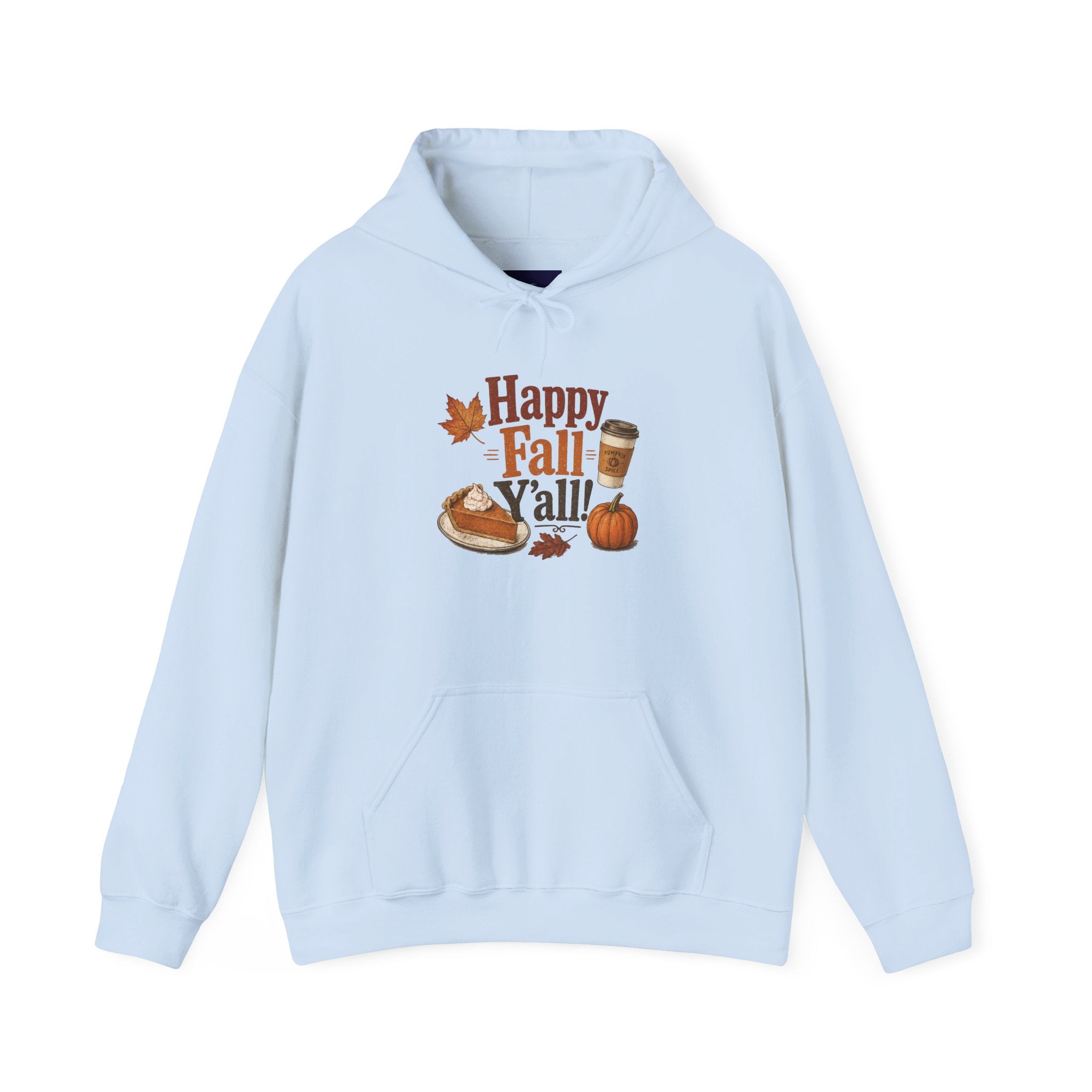 Adult Hoodie - Happy Fall Y'all" Pumpkin, Pie & Coffee - Autumn Sweatshirt
