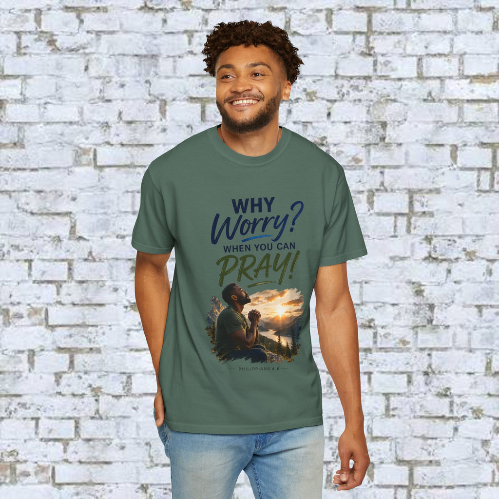 Why Worry - Pray - Men's Tee — Black Man