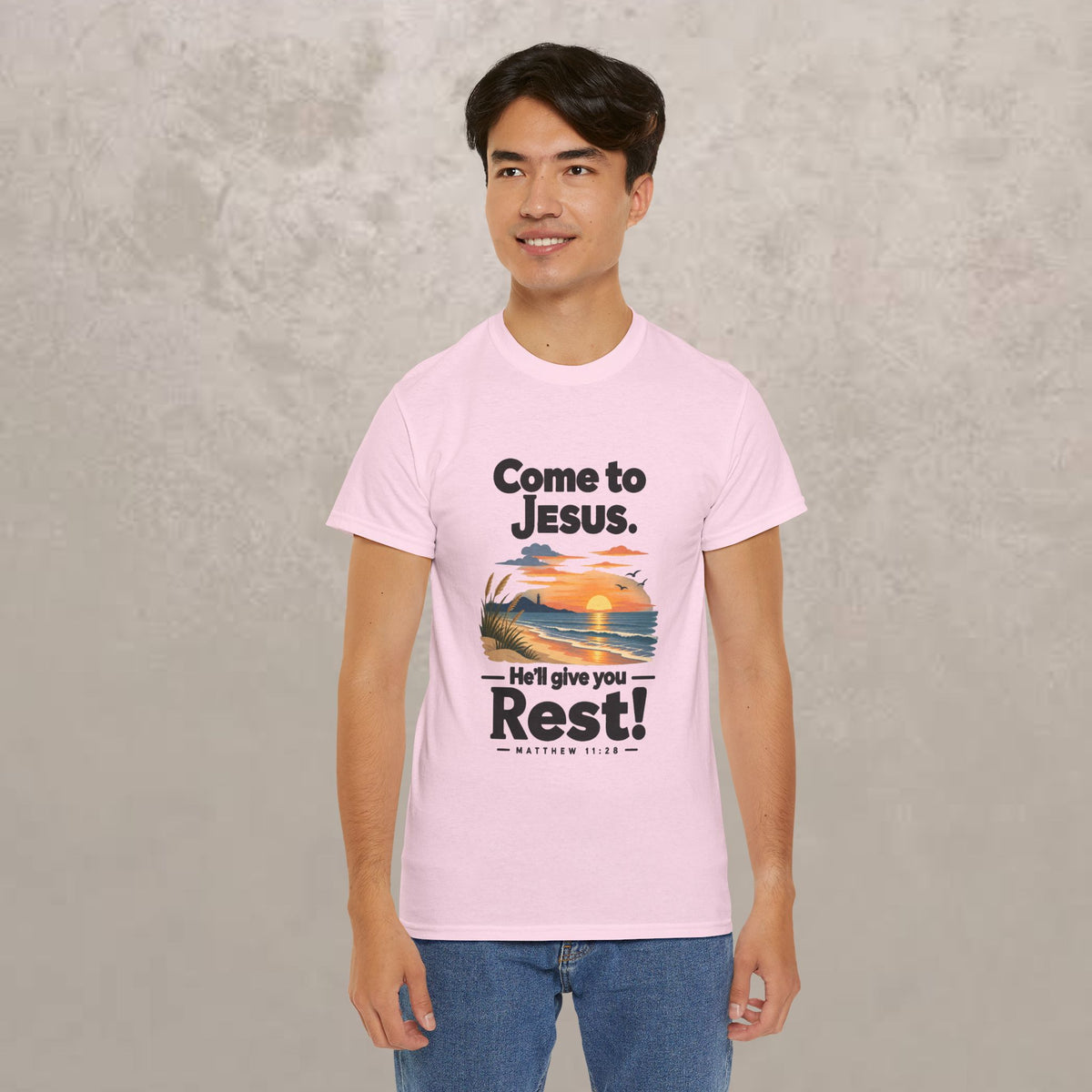 Come to Jesus, He'll Give You Rest — Christian Faith Graphic Unisex Tee