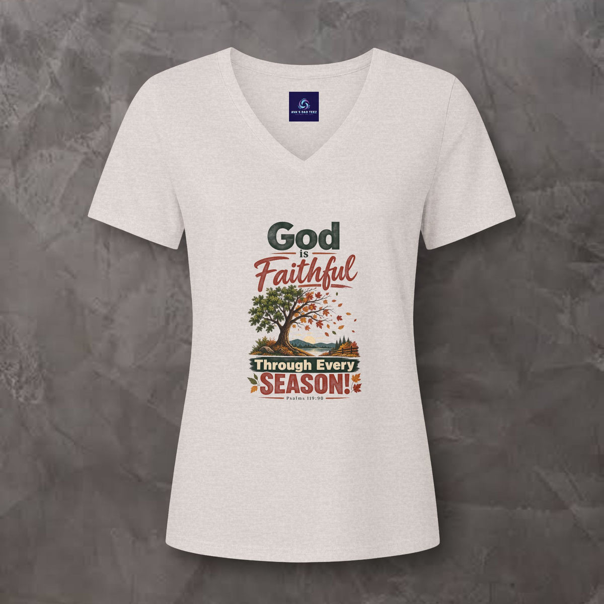 God is Faithful Through Every Season - Women's V-Neck Tee