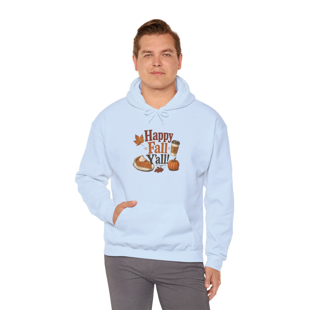 Adult Hoodie - Happy Fall Y'all" Pumpkin, Pie & Coffee - Autumn Sweatshirt