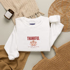 Thankful - 1 Thessalonians 5:18 - Embroidered Thanksgiving Crewneck Sweatshirt