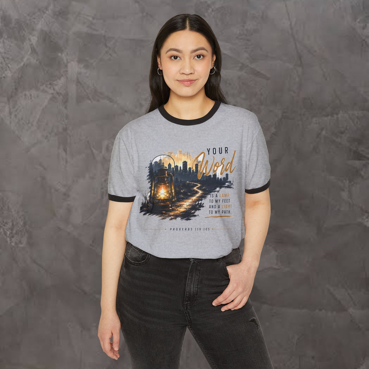 Your Word is a Lamp Skyline - Christian Ringer T-Shirt