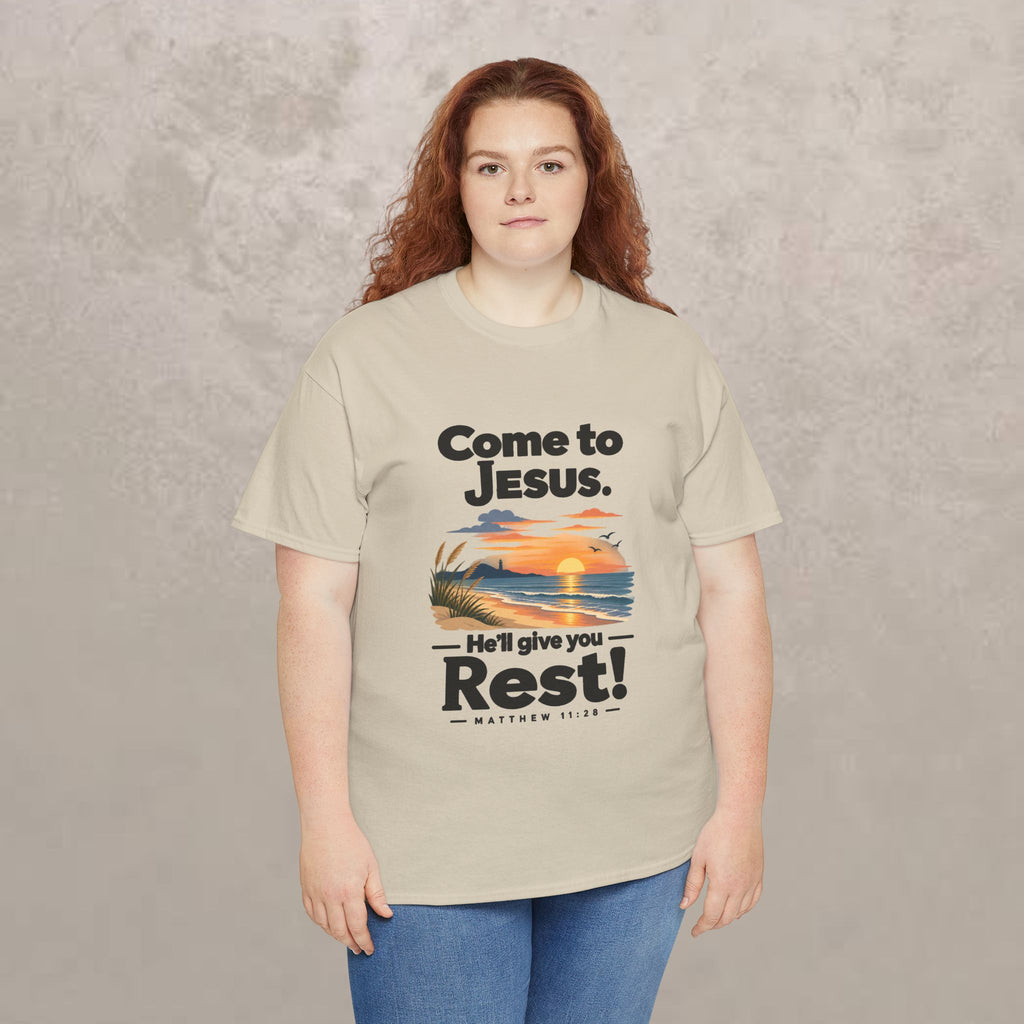 Come to Jesus, He'll Give You Rest — Christian Faith Graphic Unisex Tee