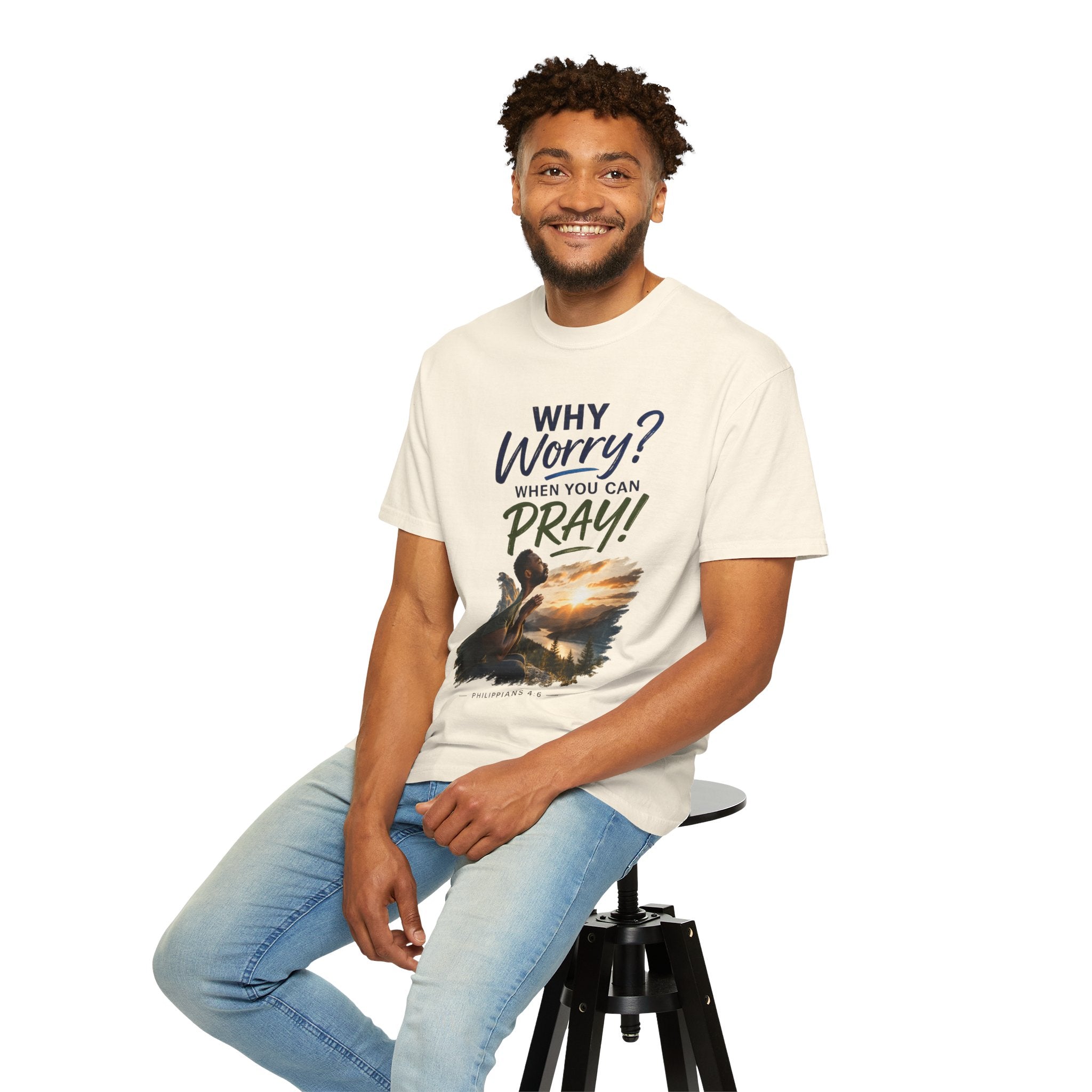 Why Worry - Pray - Men's Tee — Black Man