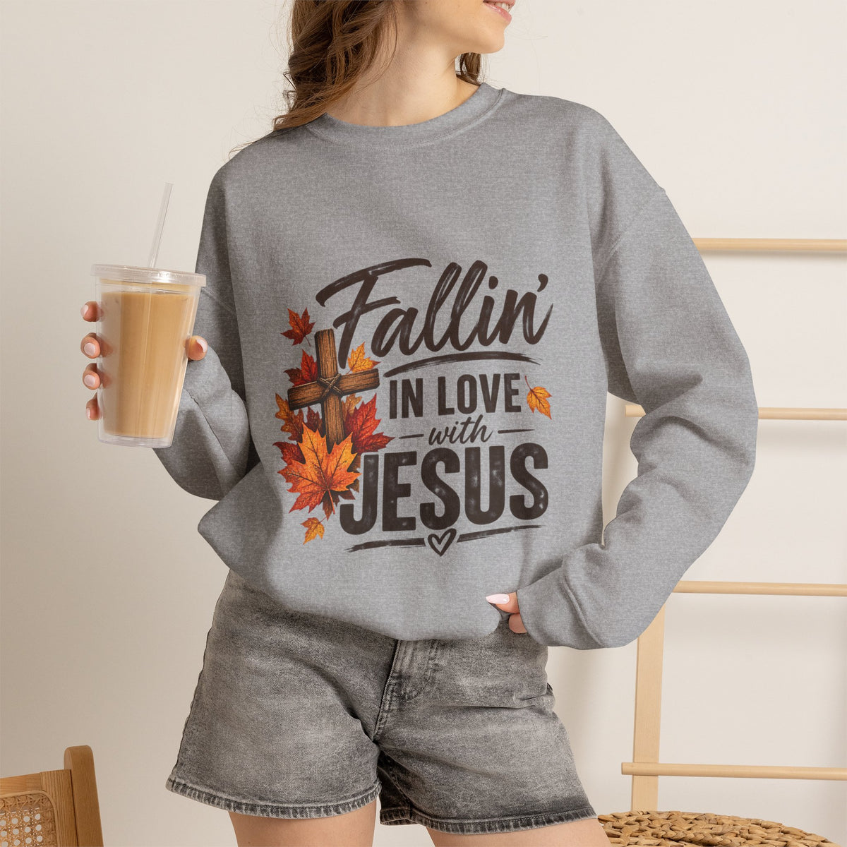 Fallin' In Love With Jesus - Crewneck Sweatshirt — Autumn Pullover