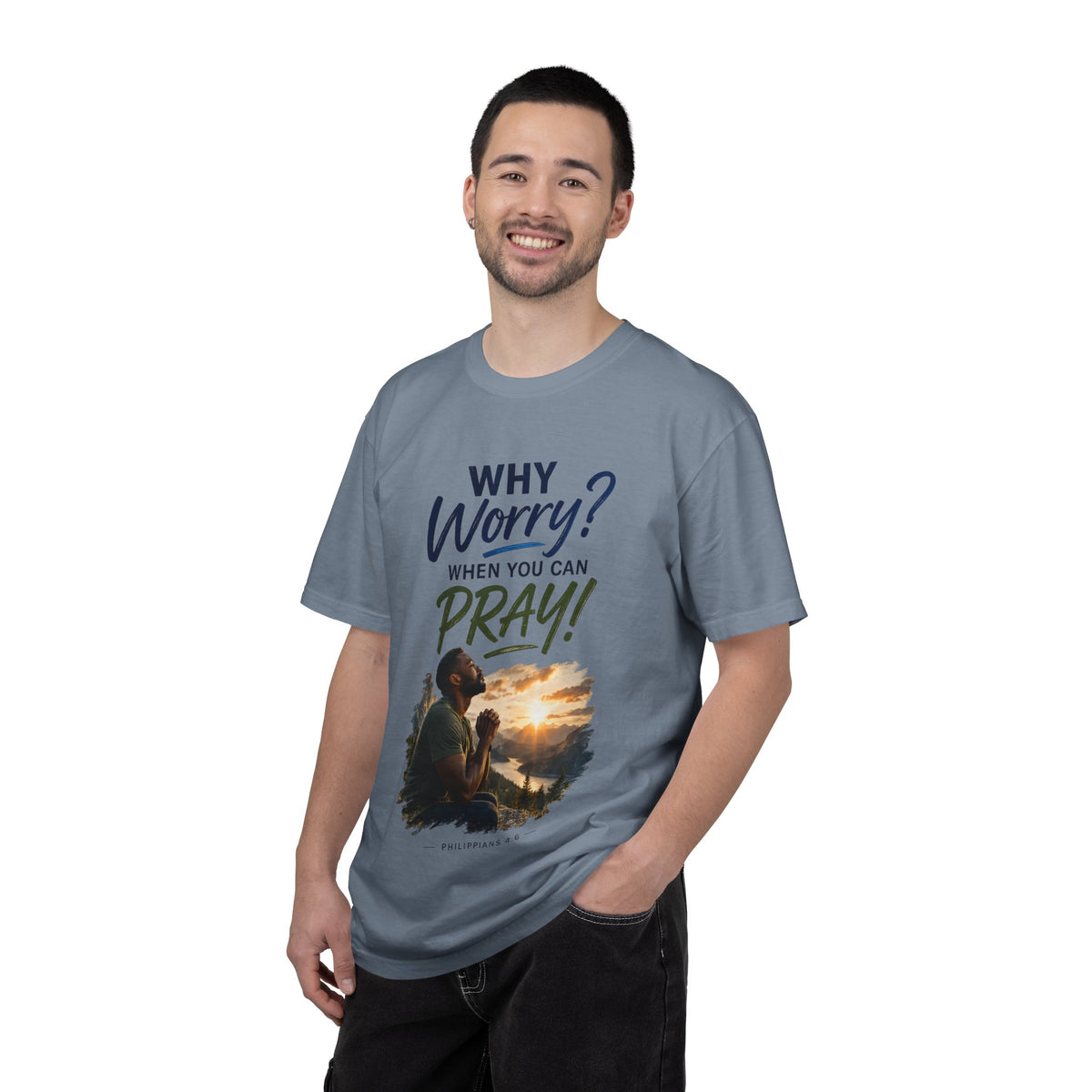 Why Worry - Pray - Men's Tee — Black Man