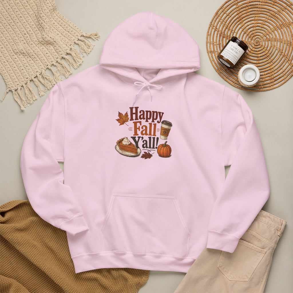 Adult Hoodie - Happy Fall Y'all" Pumpkin, Pie & Coffee - Autumn Sweatshirt