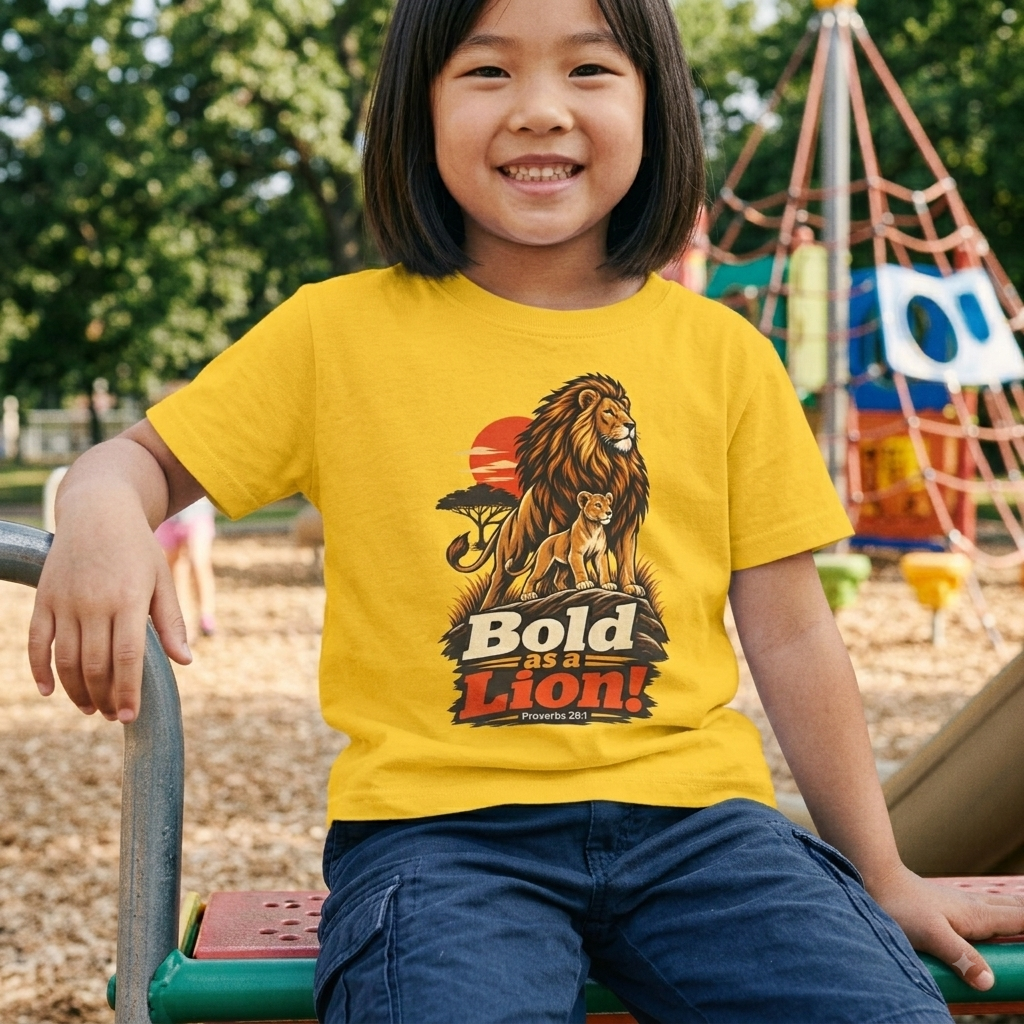 Kids  - Bold as a Lion Graphic Tee - Proverbs 28:1