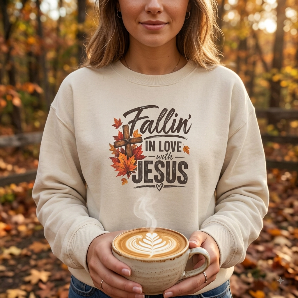 Fallin' In Love With Jesus - Crewneck Sweatshirt — Autumn Pullover