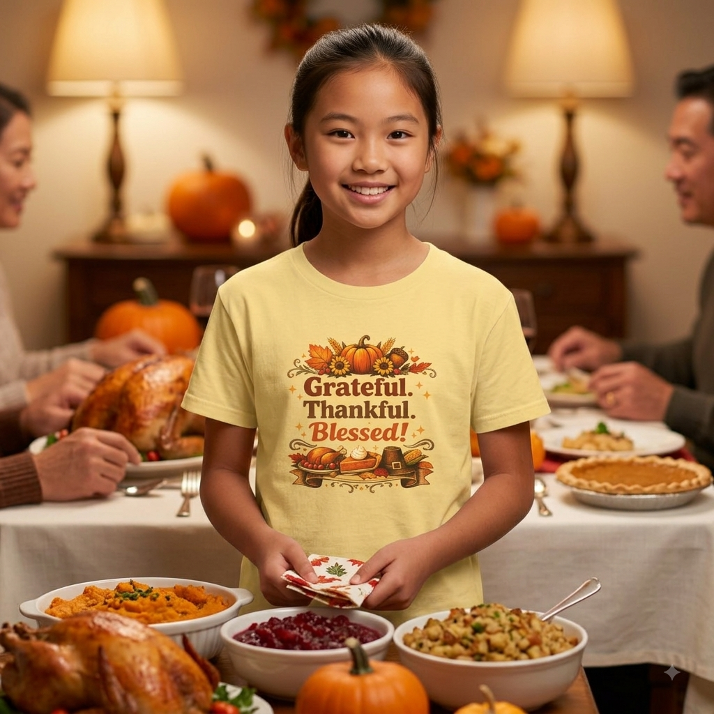Kids - 'Grateful, Thankful, Blessed' Thanksgiving Tee