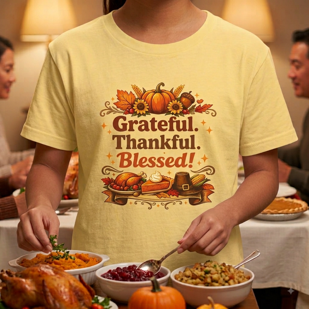 Kids - 'Grateful, Thankful, Blessed' Thanksgiving Tee