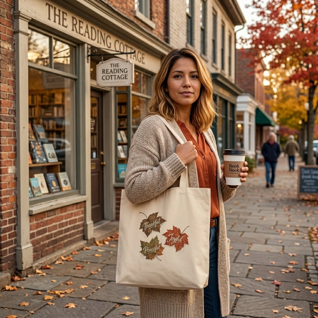 Autumn Leaves  — Thankful, Joyful, Peaceful Eco Tote Bag