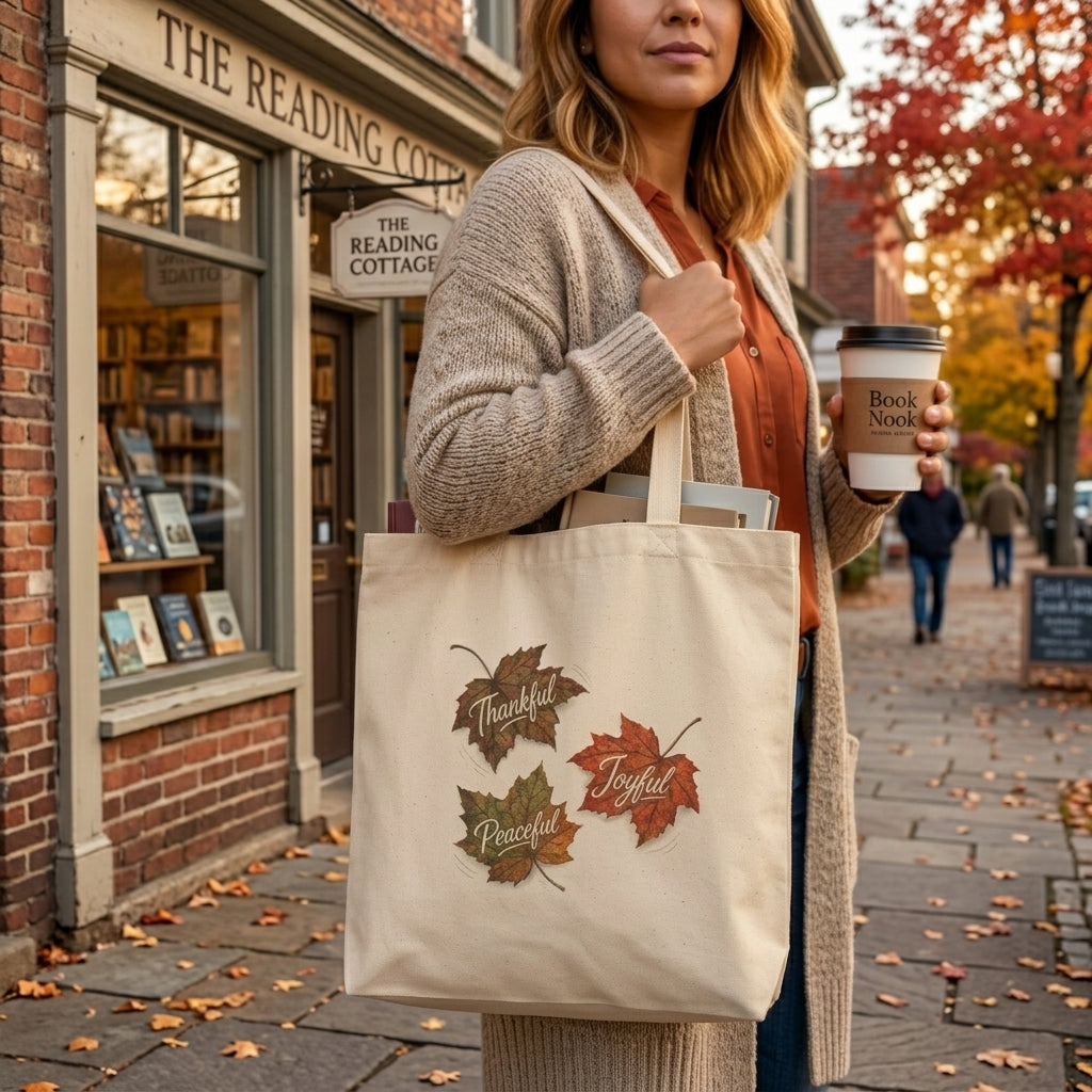 Autumn Leaves  — Thankful, Joyful, Peaceful Eco Tote Bag