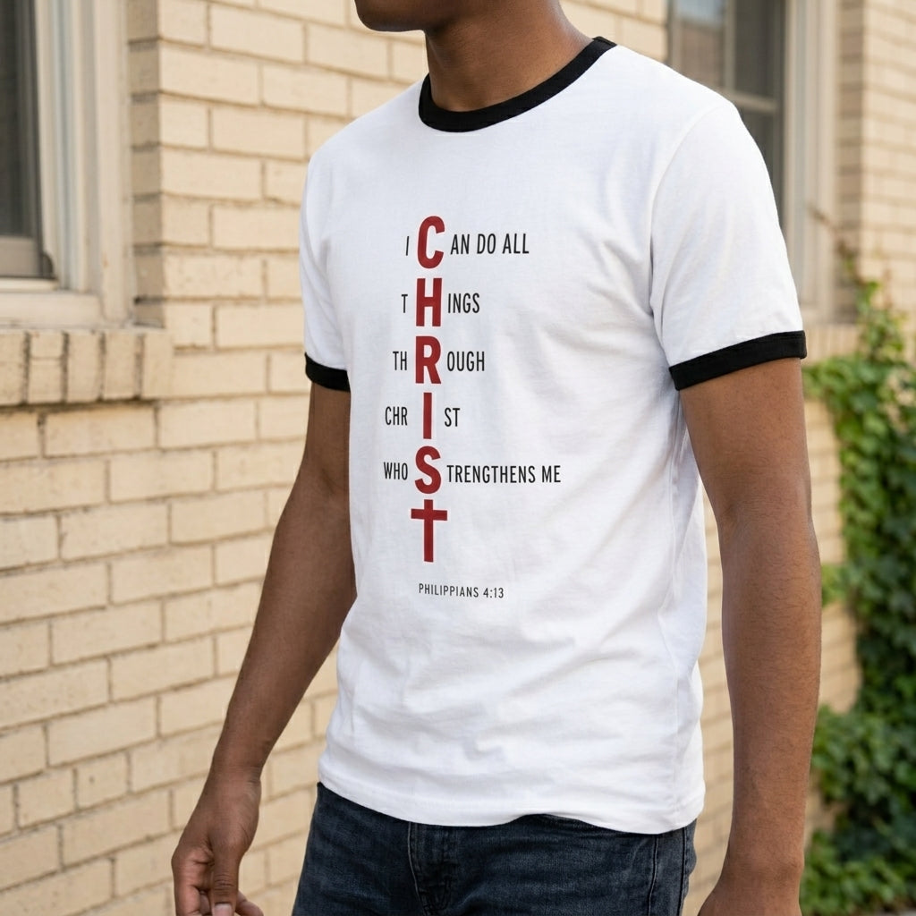 I Can Do All Things Through Christ" Vertical Cross Design Unisex
