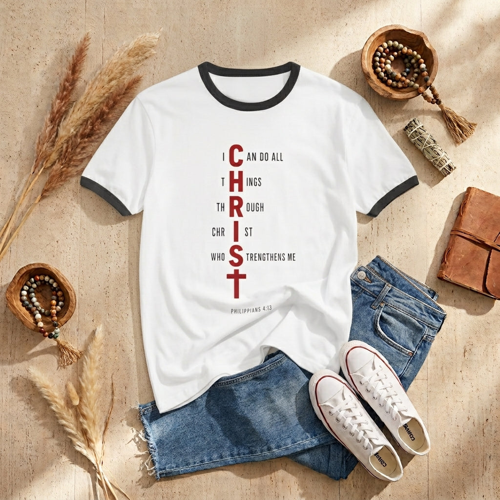I Can Do All Things Through Christ" Vertical Cross Design Unisex