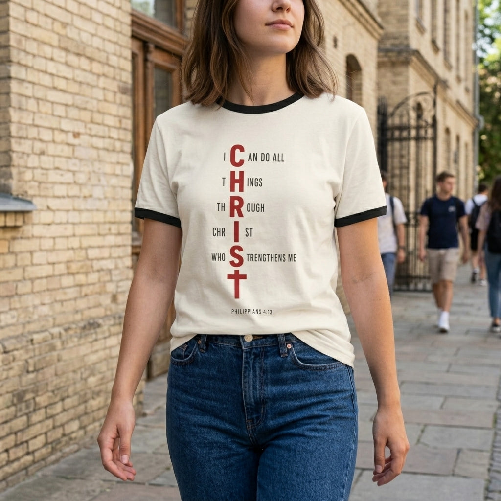 I Can Do All Things Through Christ" Vertical Cross Design Unisex