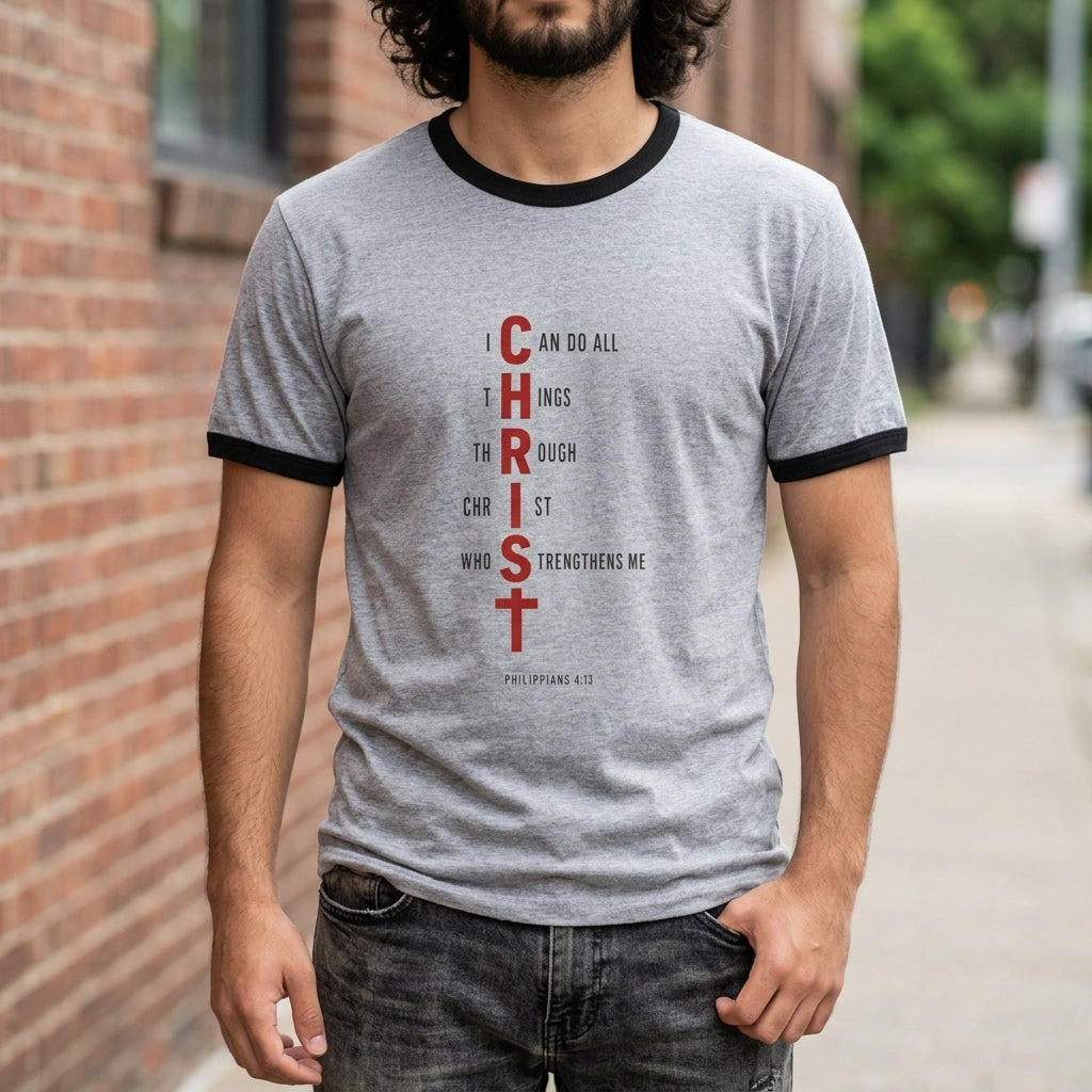 I Can Do All Things Through Christ" Vertical Cross Design Unisex