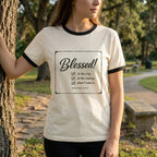 Blessed! Ringer T-Shirt — Christian Faith Graphic Tee (Blessed in the City, Country, Home)