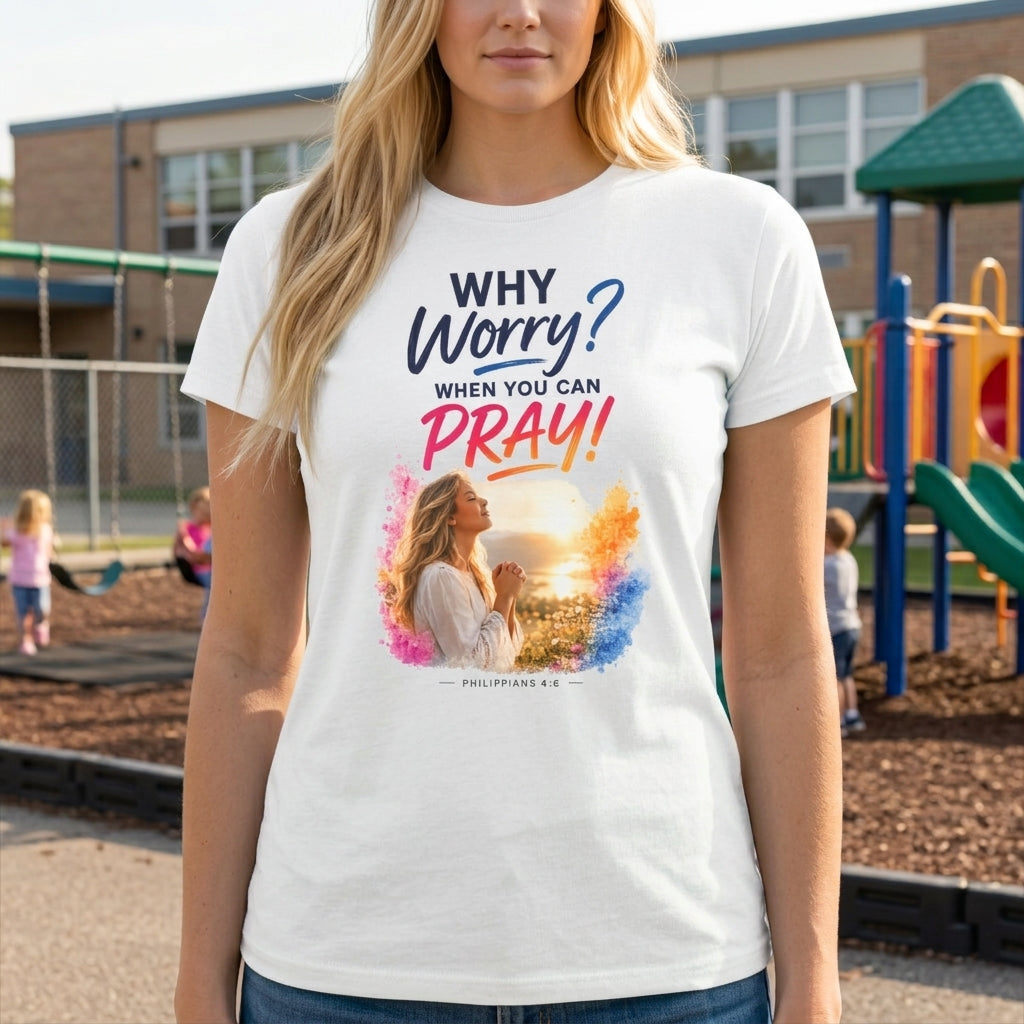 Why Worry - Pray - Women's Tee — Blonde Woman