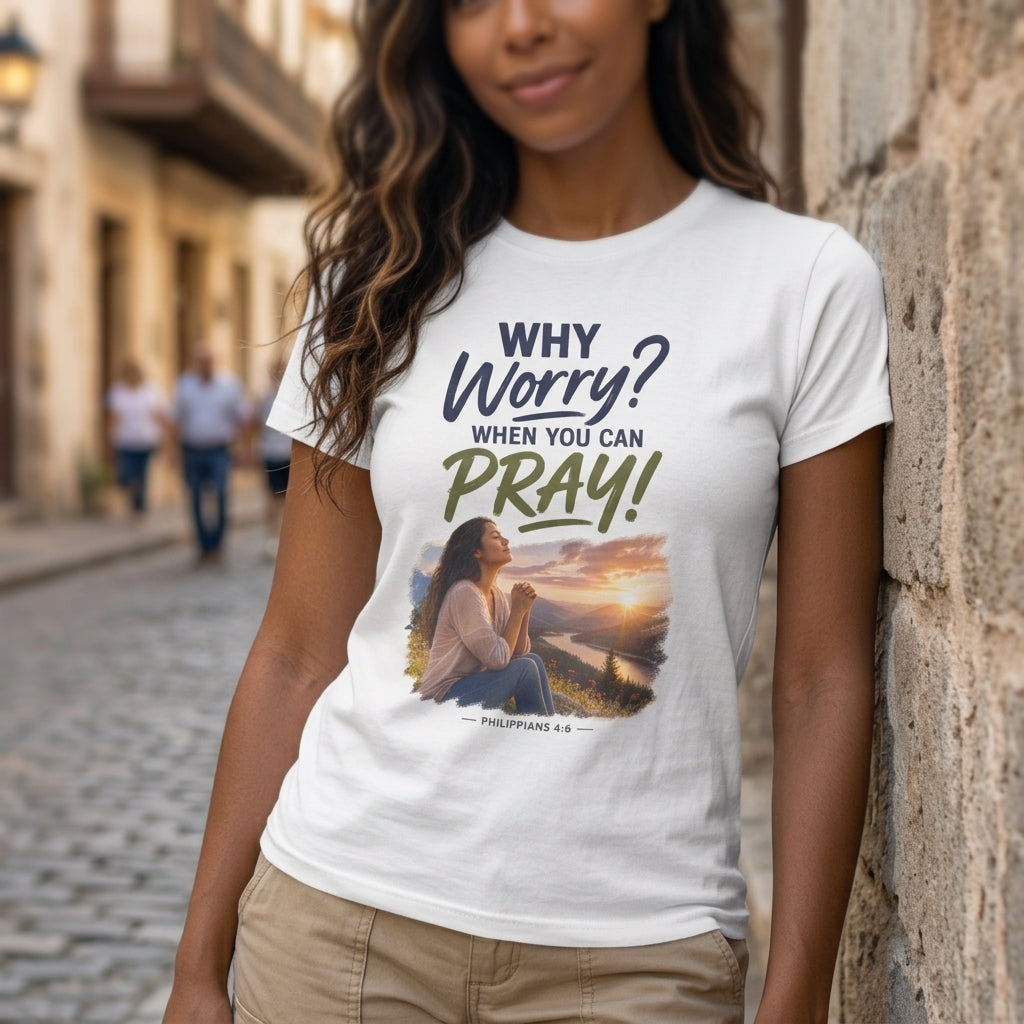 Why Worry - Pray - Women's Tee — Hispanic Woman